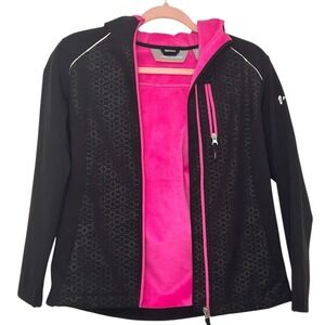 Free Country Softshell Jacket Fleece Lined Hooded Black Pink XL